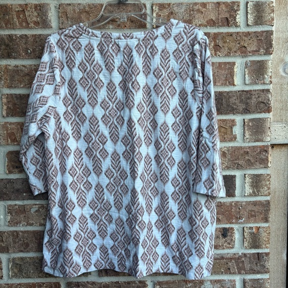 Pure Jill blush abstract print 100% cotton v neck 3/4 sleeve size XL - Picture 6 of 6
